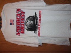 FIREFIGHTERS AMERICAS BRAVEST Heroes Gone But Never Forgotten white 2XL t shirt