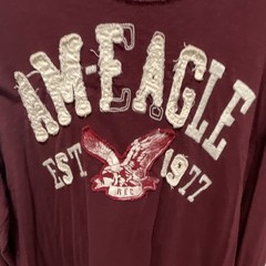 American Eagle Men’s Burgundy Graphic Crew Neck Long Sleeve T-Shirt XL