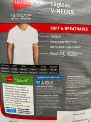6 Pc Hanes Ultimate Large V-Neck White 100% Cotton Knit Longer T-Shirts NEW