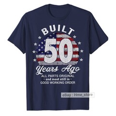 Funny 50th Birthday USA Flag T-Shirt Built 50 Years Old Ago Bday Tee Vintage Men