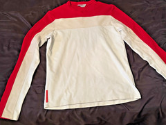 Prada Sport Color block Long Sleeve Red Tab Fleece Nylon Sweatshirt Pullover S