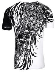 Xtreme Couture Affliction Men’s T-Shirt BRUTAL COMBAT White Skull Biker Tattoo