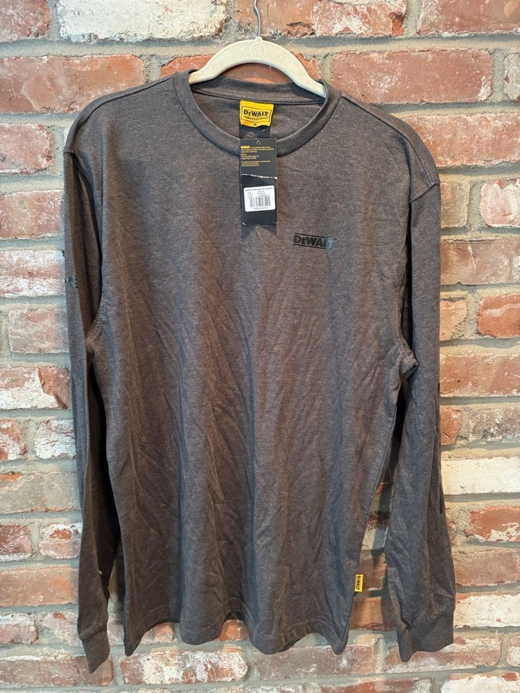 DeWalt Size Medium Men’s Guaranteed Tough Long Sleeve Shirt Gray Black Crew