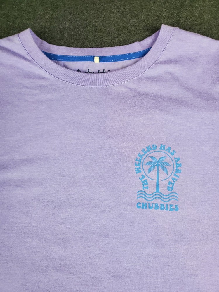 Chubbies The Weekend Has Arrived T-Shirt Size 2XL Graphic Beach Purple Tee