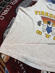 Vintage Firehouse Gym Shirt Tank Top Gray Distress Mens XL 90s Powerhouse Parody