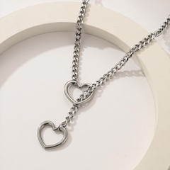 Stainless Steel Heart Lariat Necklace for 26 Inch Fully Adjustable Y Shaped C…