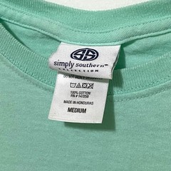 Simply Southern Mens Preppy T-Shirt M Minty Green Bow Ties Casual Coastal