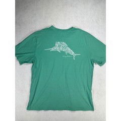 Tommy Bahama Relax Mens L Green Marlin Graphic T-Shirt UPF50 Cotton Short Sleeve