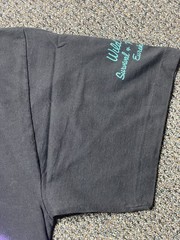 Vintage Aurora Northern Lights Wolf Night Wrap Around Faded Black Shirt 2XL SS