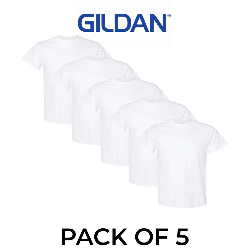 Bulk Lot Gildan Men Heavy Cotton Plain Short Sleeves T-Shirt 5000 (Pack Of 5)