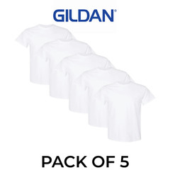 Bulk Lot Gildan Men Heavy Cotton Plain Short Sleeves T-Shirt 5000 (Pack Of 5)