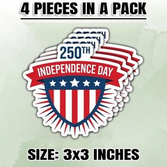 4 Pcs 250th Independence Day US Stickers Military Gifts, 250 Years of America, F