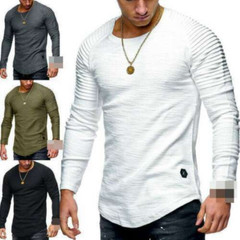Blouse Tops Muscle Long Casual Slim Fit Tee Sleeve O Neck Men’s T-shirt S-3XL