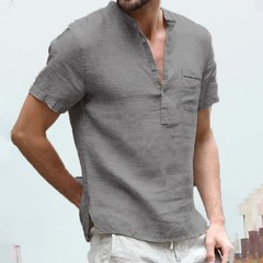 Summer New Men’s Short-Sleeved T-shirt Cotton and Linen Led Casual Men’s T-shirt