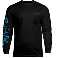 Mens Salt Life Amerisail Graphic Pocket L/S T-Shirt BLACK – 2XL/XL/Large – NWT