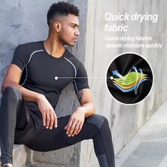 1-2Pack Men’s Sports Compression Top Long Sleeve Quick Dry Running Sport T-shirt