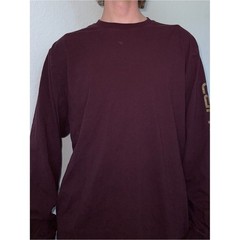 Carhartt Long Sleeve Graphic Tee Burgundy Maroon Loose Fit Cotton Men L TK0231-M