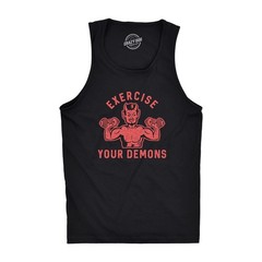 Mens Exercise Your Demons Fitness Tank Funny Halloween Fitness Workout Devil