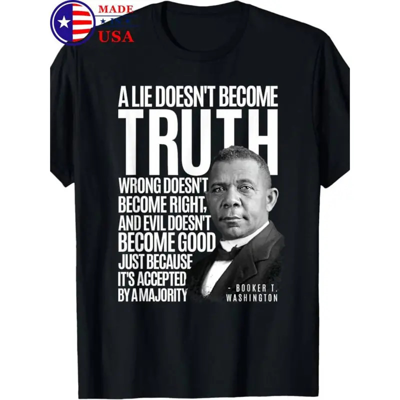 Summer t Shirts Vintage Booker T. Washington Quote Cotton T-Shirt, Made in USA