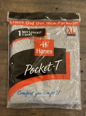 Vintage Hanes pocket t-shirt size XL/XG NIP 1996 NOS Gray