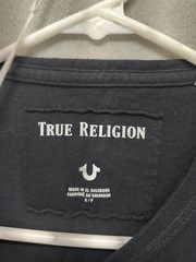 True Religion Shirt Mens Small Black Metallic Graphic Tee Crewneck Short Sleeve