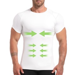 4D Mens Compression Shirt Short Sleeve, Slimming Body Shaper Vest, Gynecomast…