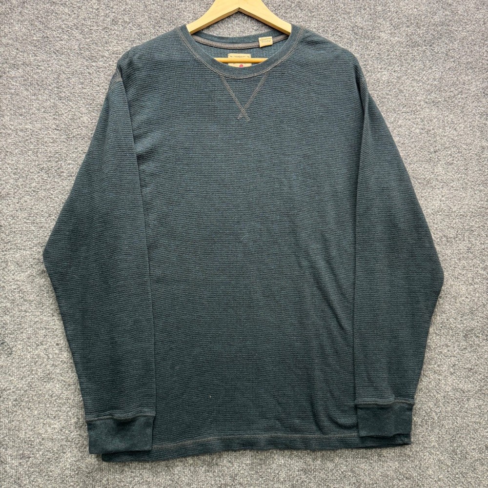 RedHead Thermal Shirt Mens L Dark Green Long Sleeve Waffle Knit Fleece Thermal