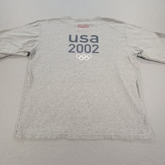 Vintage Roots USA Olympic Team 2002 T Shirt Gray Logo Graphic Cut Sleeve Mens XL