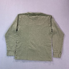 Polo Ralph Lauren Shirt Men MD Green Thermal Waffle Knit Long Sleeve Orange Pony