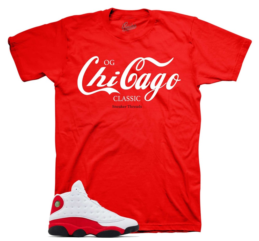 T-Shirt To Match Jordan 13 Chicago AJ13 Cherry | Classic Sneaker Tee
