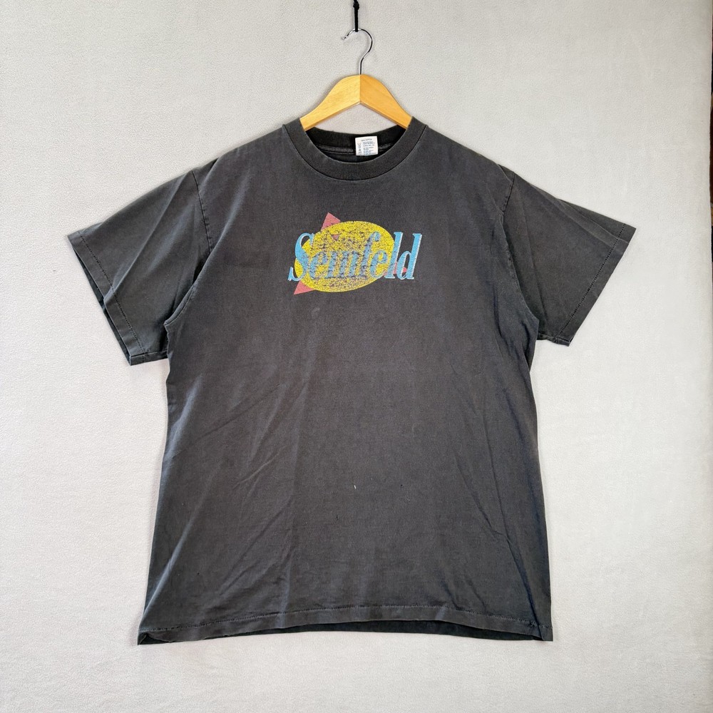 VTG 90s Seinfeld T Shirt Mens XL Black Fade Promo Single Stitch USA Thin Cotton