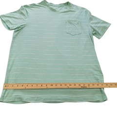 SONOMA Pocket T-Shirt Men L/Green-White Stripes/Cotton-Poly-Spandex Blend