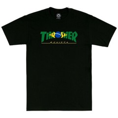 Thrasher Magazine BRAZIL REVISTA LOGO Skateboard T Shirt BLACK