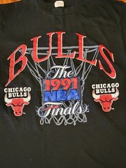 Vintage Chicago Bulls Tee Large LA Lakers Jordan Magic Johnson 1991 NBA Finals