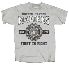 NEW MILITARY U.S. MARINES UNITED STATES ESTABLISHED 1775 MEN’S GRAY TEE SHIRT