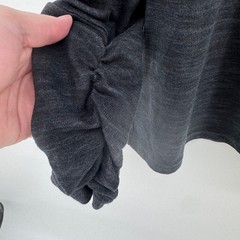 Muk Luks Mens Medium Tall Charcoal Heather Ruched Cuff Long Sleeve Crewneck Top