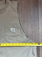 Carhartt Shirt Mens Large Beige Sleeveless Cutoff Pocket Workwear Loose Fit K87