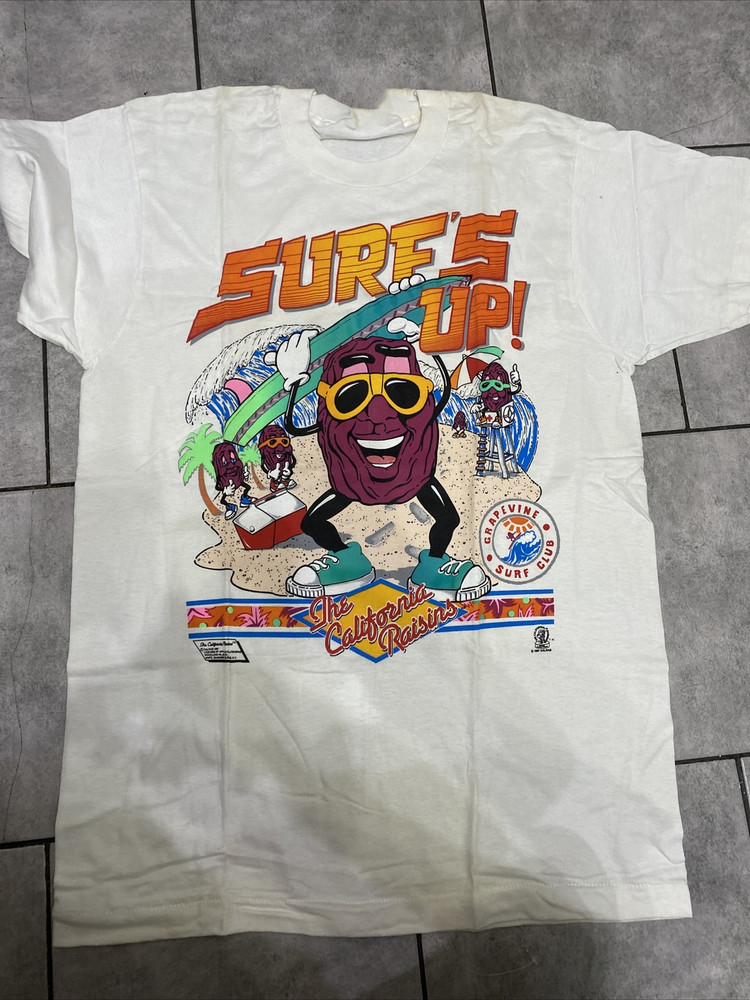 Vintage California Raisin Surfs Up T-shirt Classic All Size NZ154 FREE SHIPPING