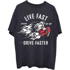 Disney 101 Dalmatians Cruella Live Faster T-Shirt Black New