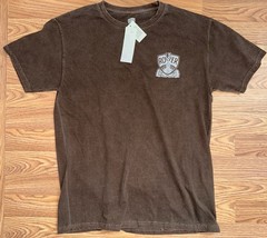 Men Brown Vintage Cotton T Shirt Streetwear Size M