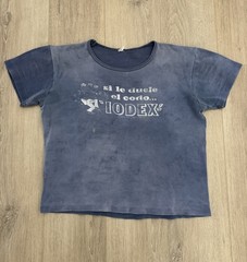 vintage 40s Sunfaded Blue Iodex Graphic Baby Cropped Tee S-M 50s Shirt