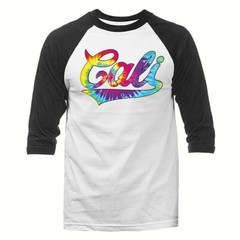 The Golden State California Cali Swoosh Neon Tie Dye 3/4 Sleeve Raglan