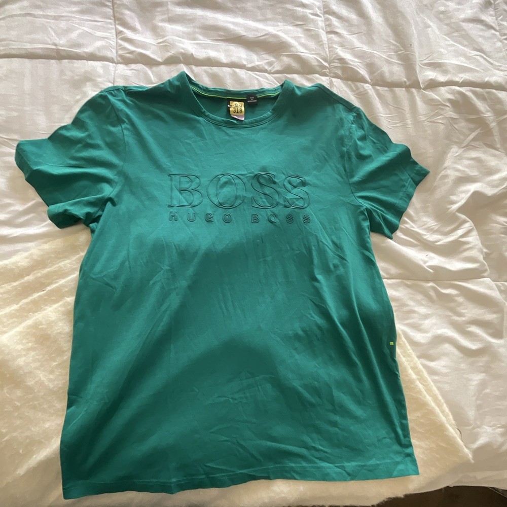 HUGO BOSS Men’s Green Logo Crew Neck Short Sleeve Solid T-Shirt, Size XL