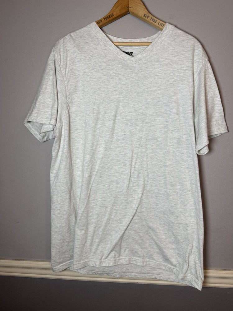 CSG Men’s Size Large light heather gray Cotton Short Sleeve V Neck Basic Tee