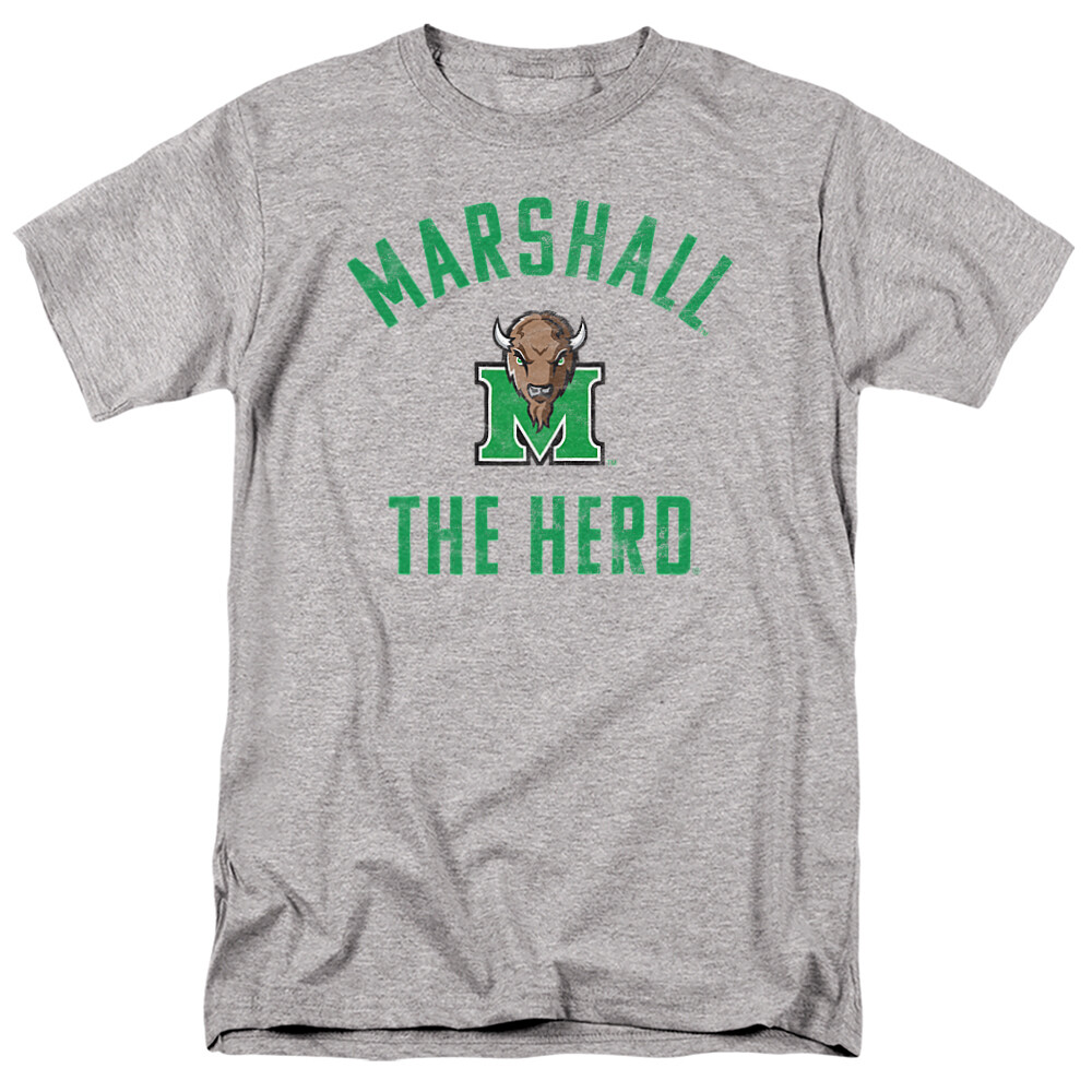 Marshall University Adult T-Shirt Marco the Bison Logo, Athletic Heather, S-5XL