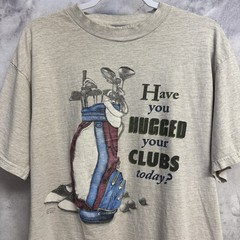 Vintage 90s Tultex Golf Shirt XL Grey Have You Hugged Your Clubs Today Tee
