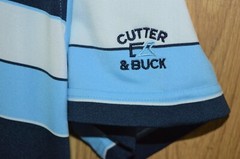 Cutter & Buck Striped Golf Polo Shirt Polyester Spandex – Large L