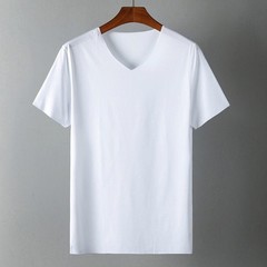 Japan Short Sleeve Mens Ice Silk Trackless T-shirt V-neck Slim Short-Sleeve Top