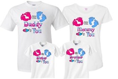 Pink or Blue Gender Reveal Family Funny matching cute T-Shirts