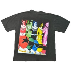 Retro vintage 6.5 Oz T Shirt Power Rangers Zeo Faded Black Medium Vante